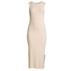 WeWoreWhat Tan Ribbed Sleeveless Tank Midi T Shirt Dress Casual Small S